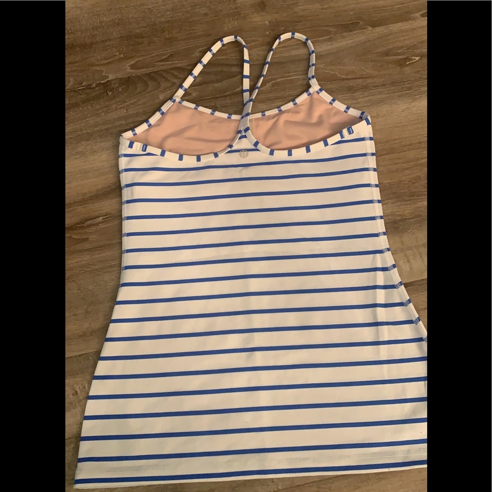 Lululemon power y tank blue white stripe size 8